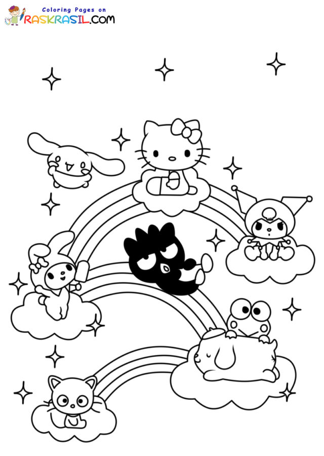 dibujos para colorear de hello kitty y sus amigos