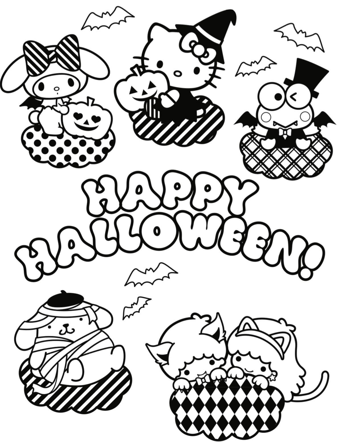 Dibujos de Hello Kitty Halloween para Colorear
