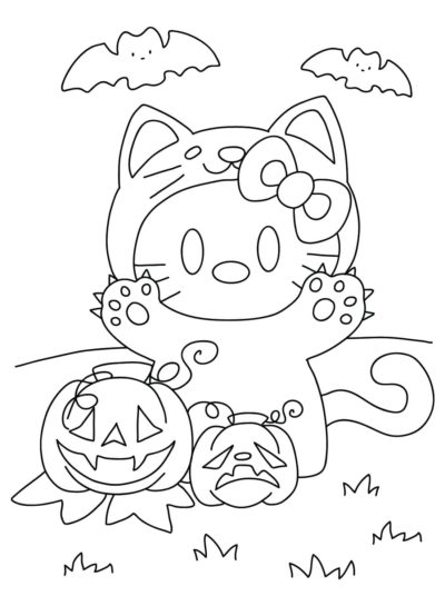 Hello Kitty Halloween Coloring Pages