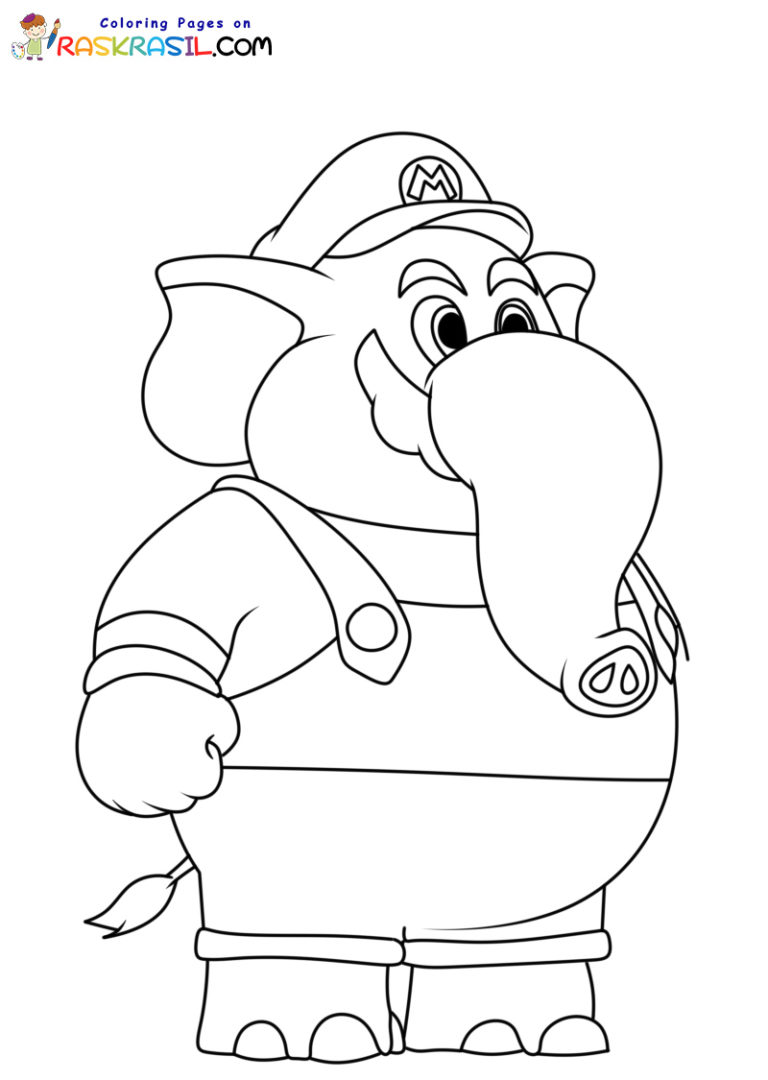 Elephant Mario Coloring Pages