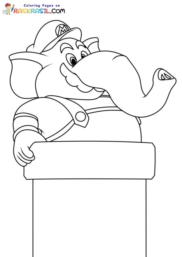 Coloriage Éléphant Mario à imprimer