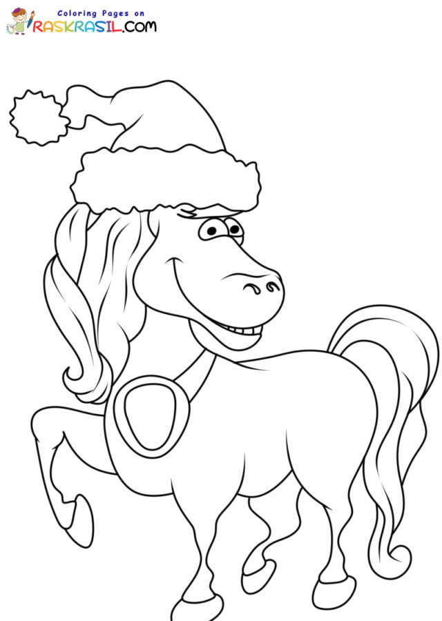 Dibujos de Caballo de Navidad para Colorear