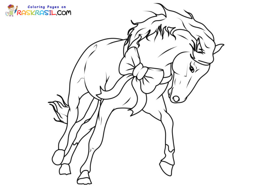 Desenhos de Cavalo de Natal para Colorir
