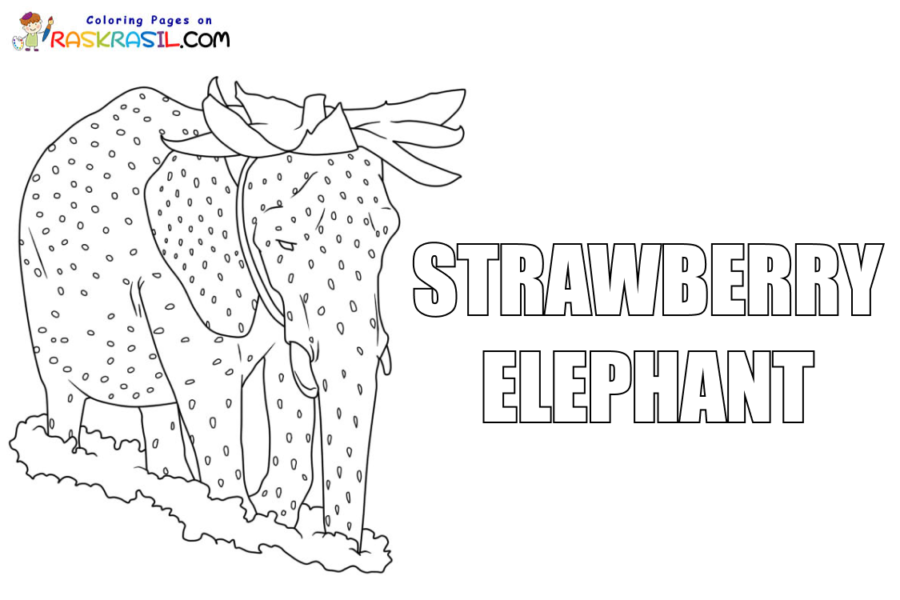 Dibujos de Elefante Fresa para Colorear