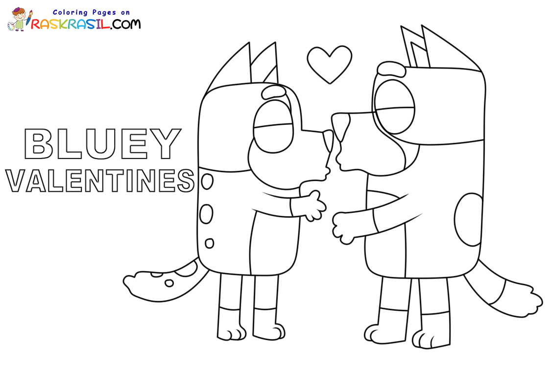 Bluey Valentine Coloring Pages