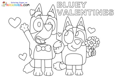 Bluey Valentine Coloring Pages
