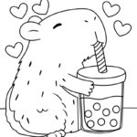 Raskrasil.com-Capybara-Drinking-Bubble-Tea-Coloring-Page