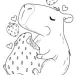 Raskrasil.com-Capybara-Eats-Strawberries-Coloring-Page