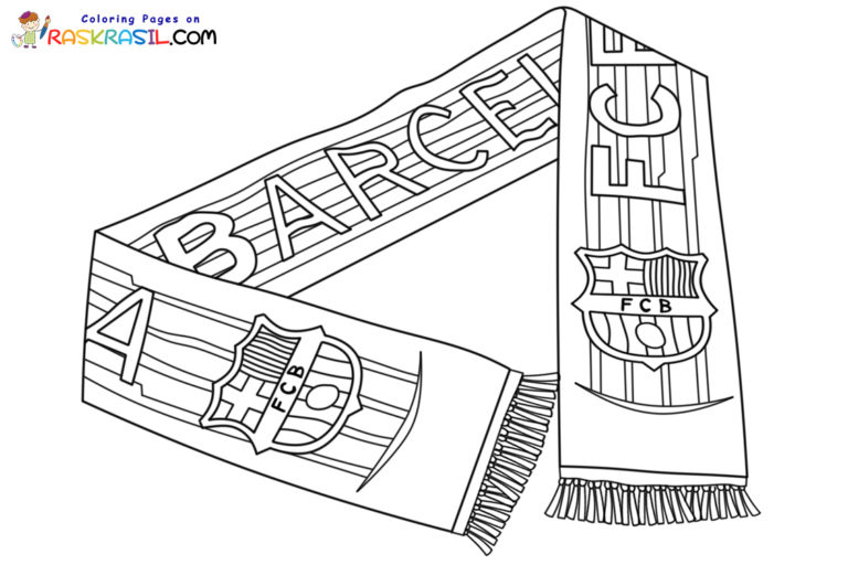 Kolorowanki FC Barcelona Darmowe - Raskrasil.com Football Fan Scarf FC Barcelona Coloring Page 768x512
