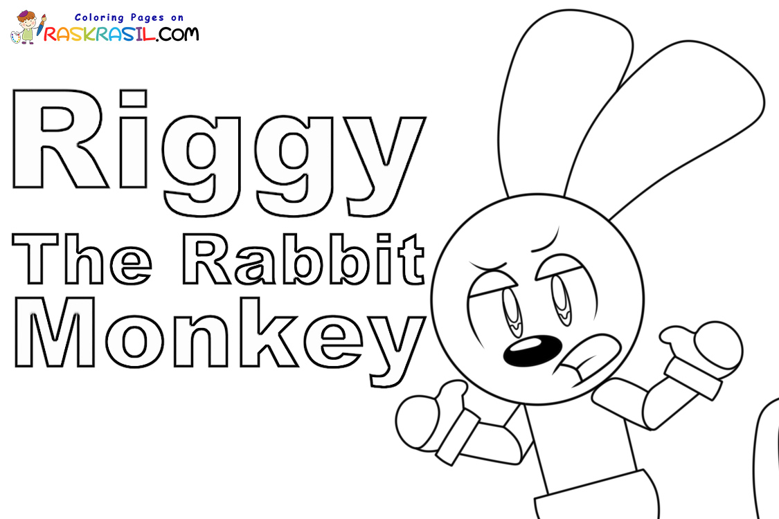 Riggy The Rabbit Monkey Coloring Pages | Free Printables