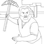 Raskrasil.com-A-Minecraft-Movie-Coloring-Page-Steve-with-a-Pickaxe