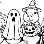 Capybara Halloween Coloring Pages | Free Printables