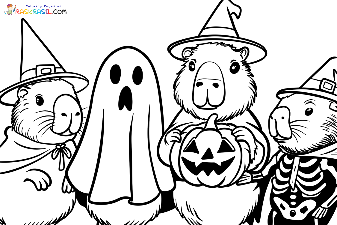 Capybara Halloween Coloring Pages | Free Printables Capybara Halloween Coloring Pages | Free Printables