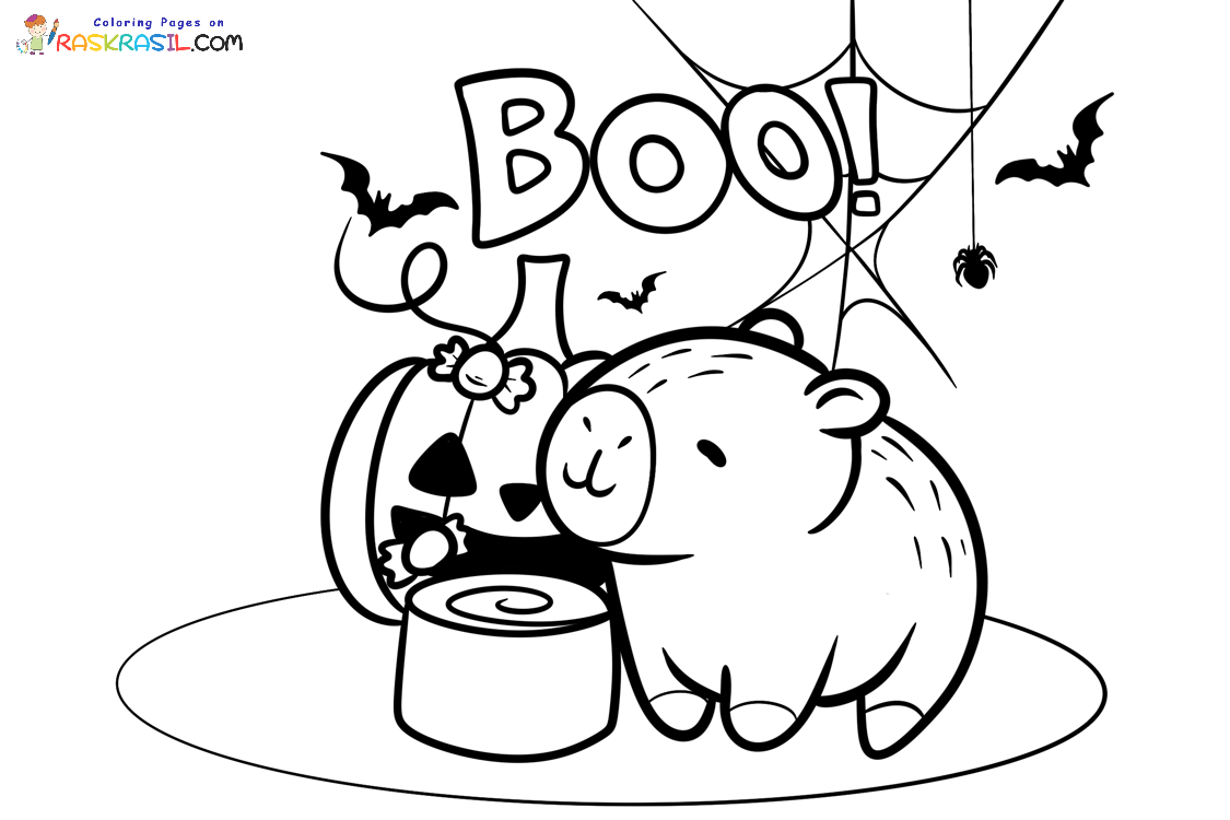Disegni di Capibara di Halloween da Colorare