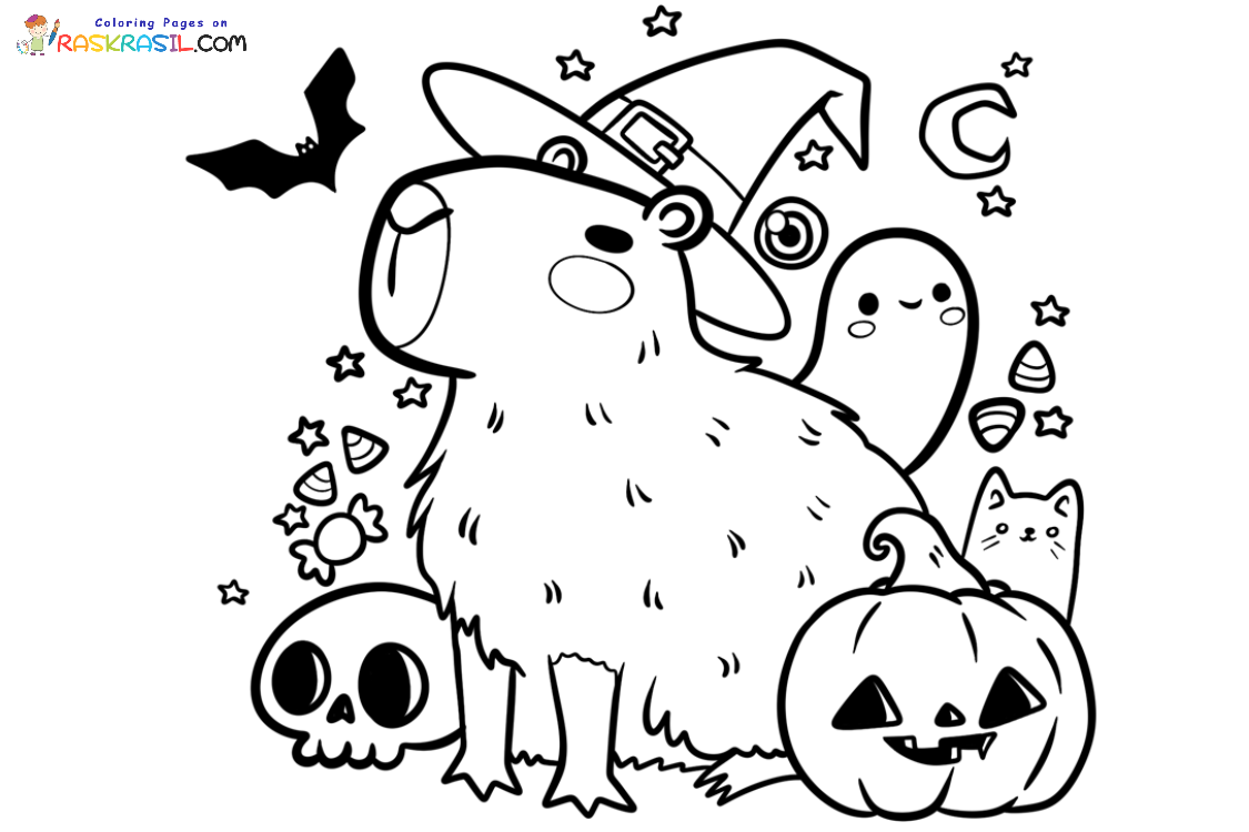 Disegni di Capibara di Halloween da Colorare