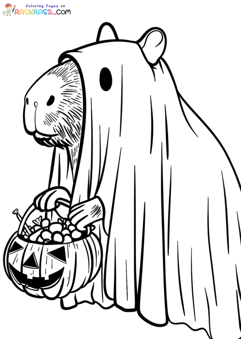 Disegni di Capibara di Halloween da Colorare