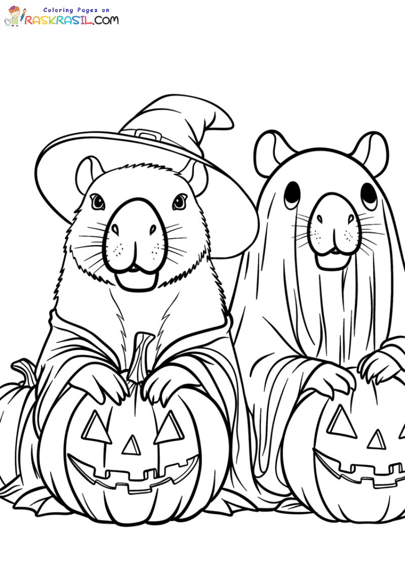 Disegni di Capibara di Halloween da Colorare