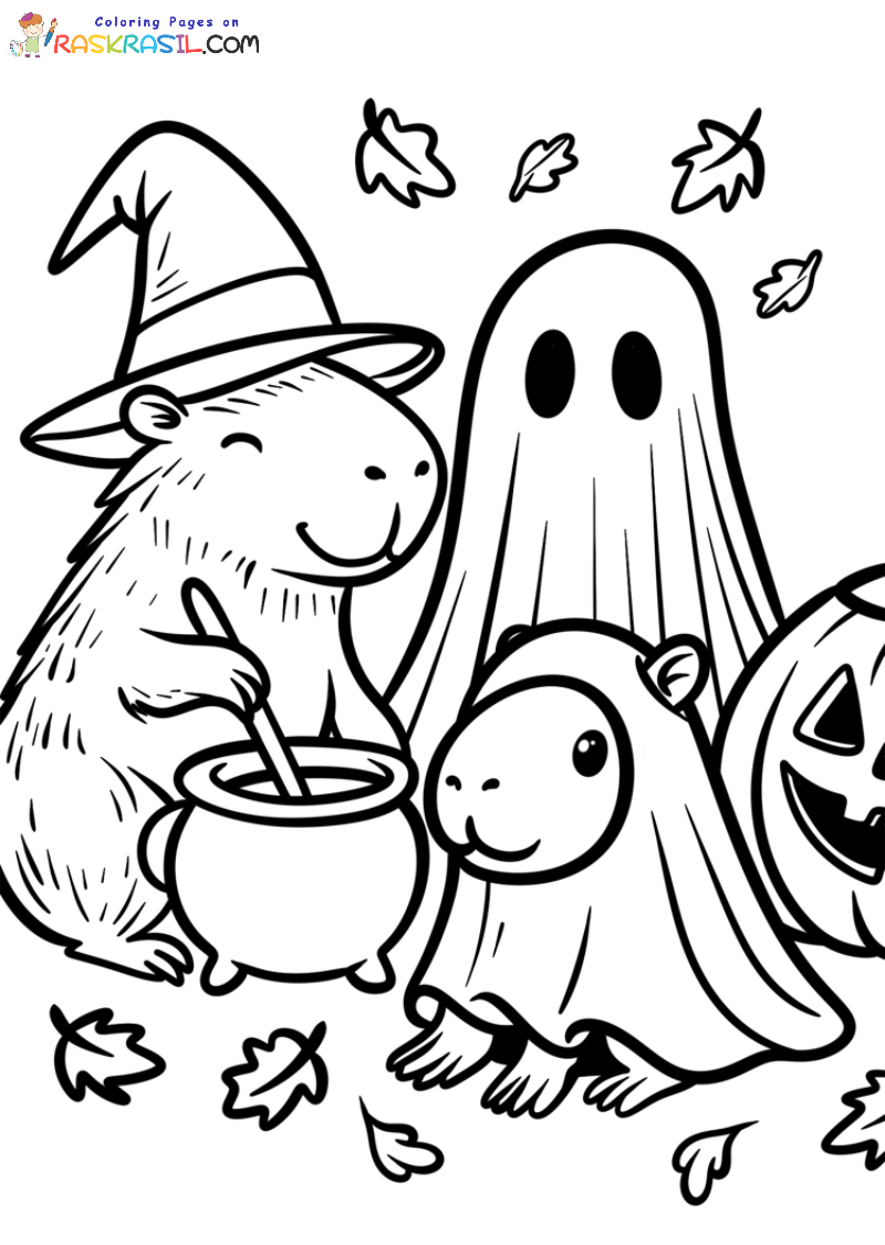 Disegni di Capibara di Halloween da Colorare