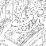 Raskrasil.com-Halloween-Coloring-Pages-for-Adults-Cat-on-a-Magic-Book
