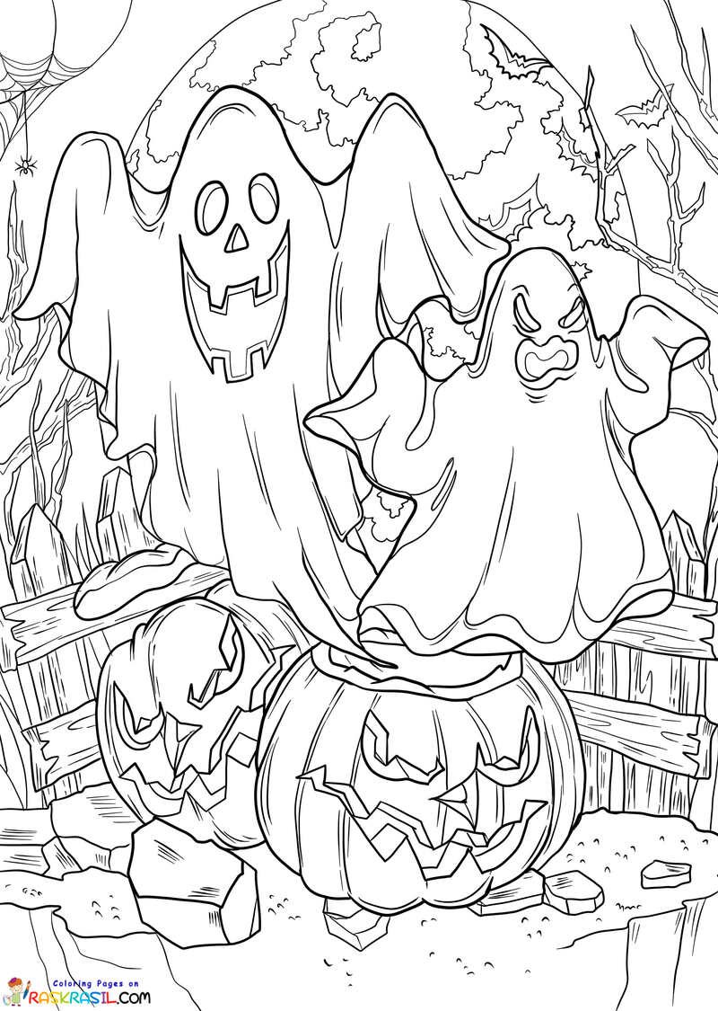 Raskrasil.com-Halloween-Coloring-Pages-for-Adults-Ghosts-and-Pumpkins