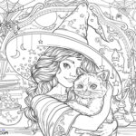 Raskrasil.com-Halloween-Coloring-Pages-for-Adults-Witch-with-a-Cat