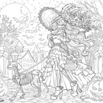 Raskrasil.com-Halloween-Coloring-Pagess-for-Adults-Girl-and-Dog-Skeletons