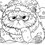 Raskrasil.com-Christmas-Cat-Coloring-Pages-A-Christmas-Cat-Emerged-from-the-Snow