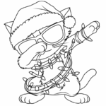 Raskrasil.com-Christmas-Cat-Coloring-Pages-A-Cool-Cat-Wrapped-Himself-in-a-Garland