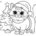 Raskrasil.com-Christmas-Cat-Coloring-Pages-A-Cute-Cat-with-a-Christmas-Tree
