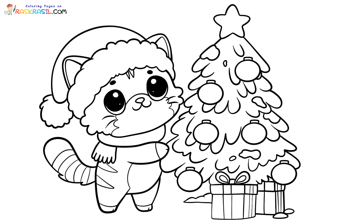 Raskrasil.com-Christmas-Cat-Coloring-Pages-Cat-with-a-Christmas-Tree