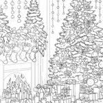 Raskrasil.com-Christmas-for-Adults-Coloring-Pages-A-Christmas-Tree-with-Gifts-near-the-Fireplace