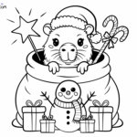 Disegni di Capibara di Natale da Colorare