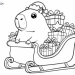 Raskrasil.com-Coloring-Page-of-Capybara-on-a-Sleigh-with-Gifts