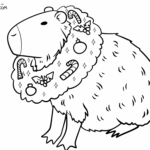 Raskrasil.com-Coloring-Page-of-Capybara-with-a-Christmas-Wreath-around-his-Neck