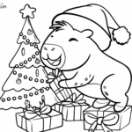 Raskrasil.com-Coloring-Page-of-Cute-Capybara-is-Happy-to-Receive-Gifts