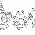 Raskrasil.com-Coloring-Page-of-Three-Christmas-Capybaras