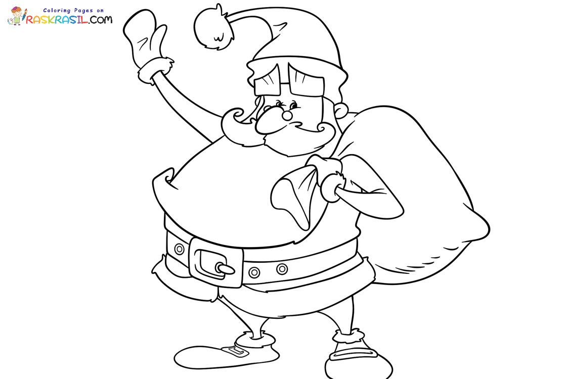 Raskrasil.com-Coloring-Page-Funny-Santa