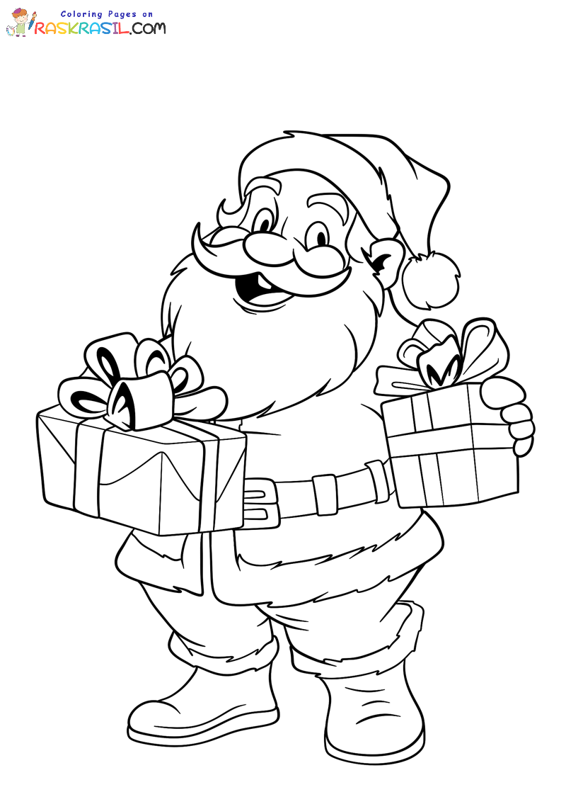 Raskrasil.com-Coloring-Page-Santa-gives-gifts
