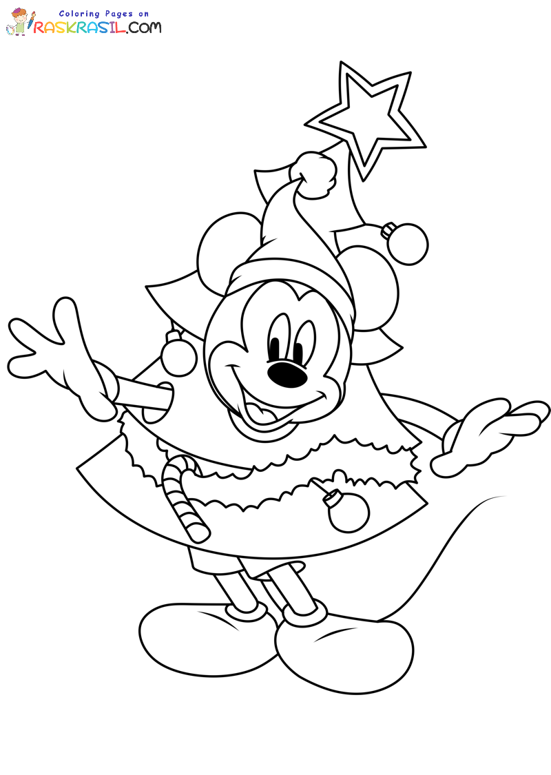Raskrasil.com-Disney-Christmas-Coloring-Pages-Mickey-Mouse-dressed-as-a-Christmas-Tree