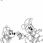 Raskrasil.com-Disney-Christmas-Coloring-Pages-Mickey-gives-a-gift-to-Minnie