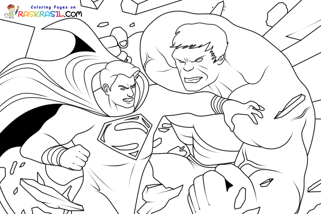 Raskrasil.com-Superheroes-Coloring-Pages-Superman-VS-Hulk