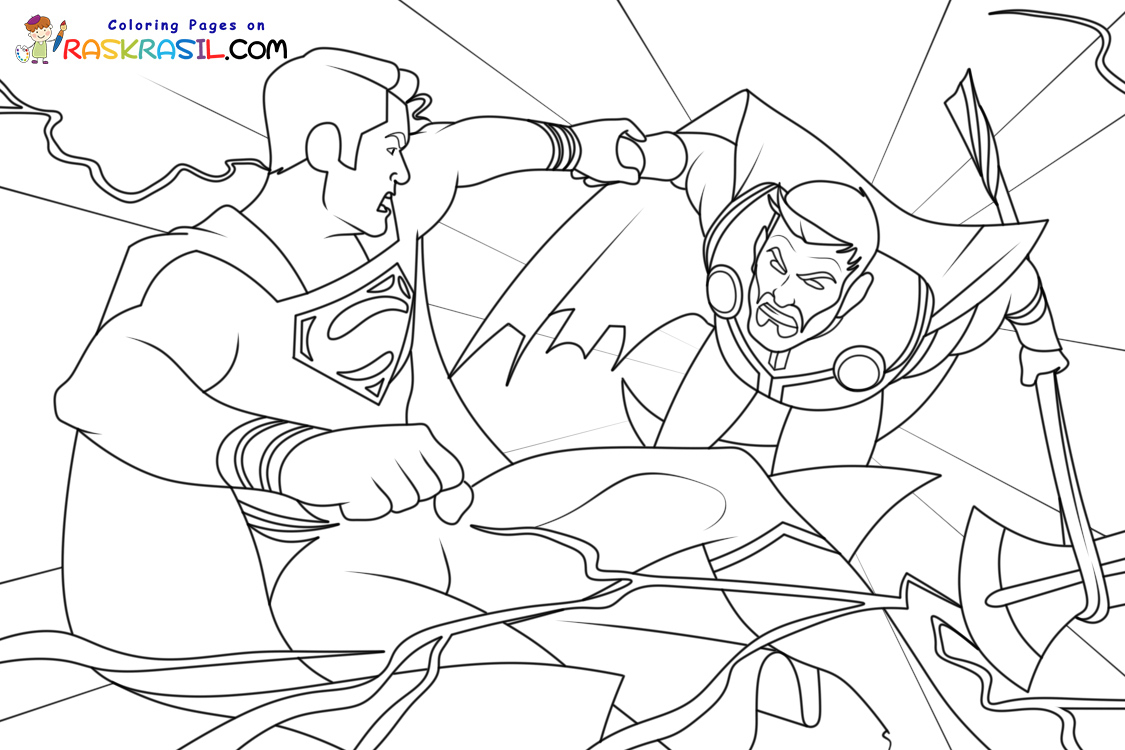 Raskrasil.com-Superheroes-Coloring-Pages-Superman-VS-Thor
