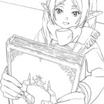 Raskrasil.com-Frieren-Beyond-Journeys-End-Coloring-Pages-Frieren-holding-grimoire