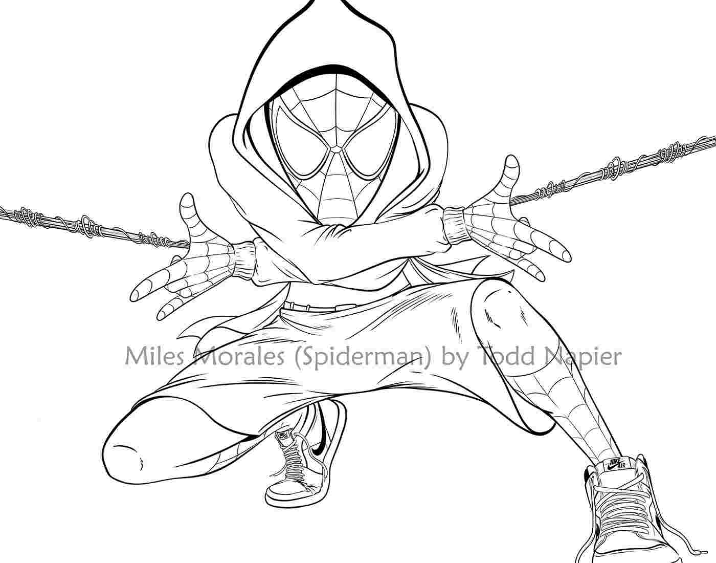 Desenhos de Miles Morales para Colorir - Impressão do Homem-Aranha
