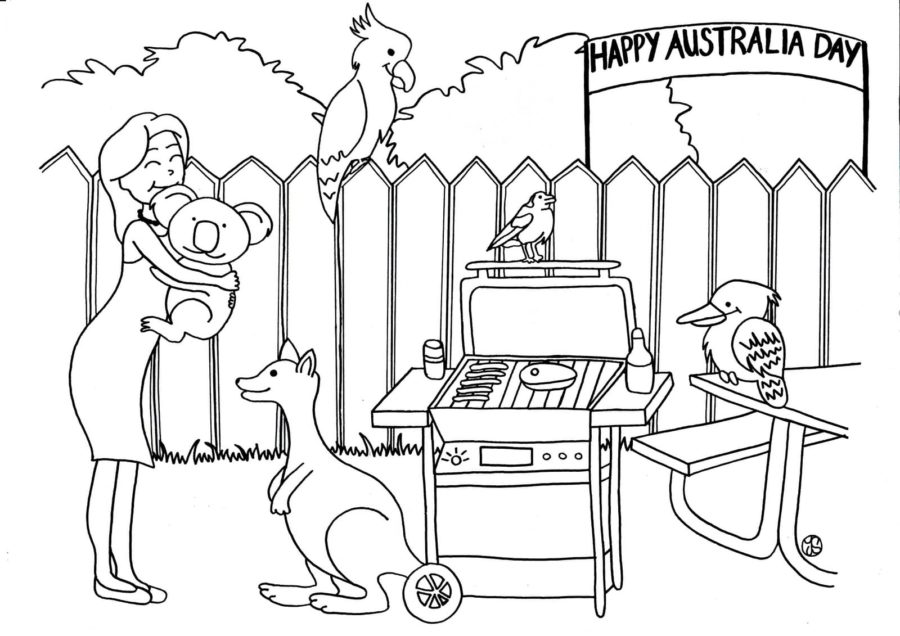 Coloring pages Day Australia. Print holiday pictures for free