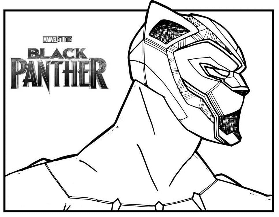 Coloriage Panthère Noire. Super héros Marvel gratuit