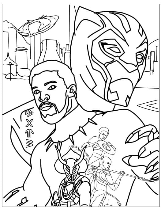 Disegno di Pantera nera da colorare. Supereroe Marvel gratuitamente