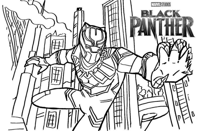 Desenhos de Pantera Negra para colorir. Super herói Marvel grátis