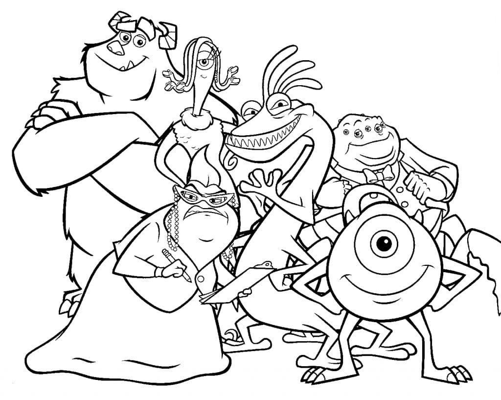 Monster Inc. Coloring Pages. Mike, Sally and other monsters