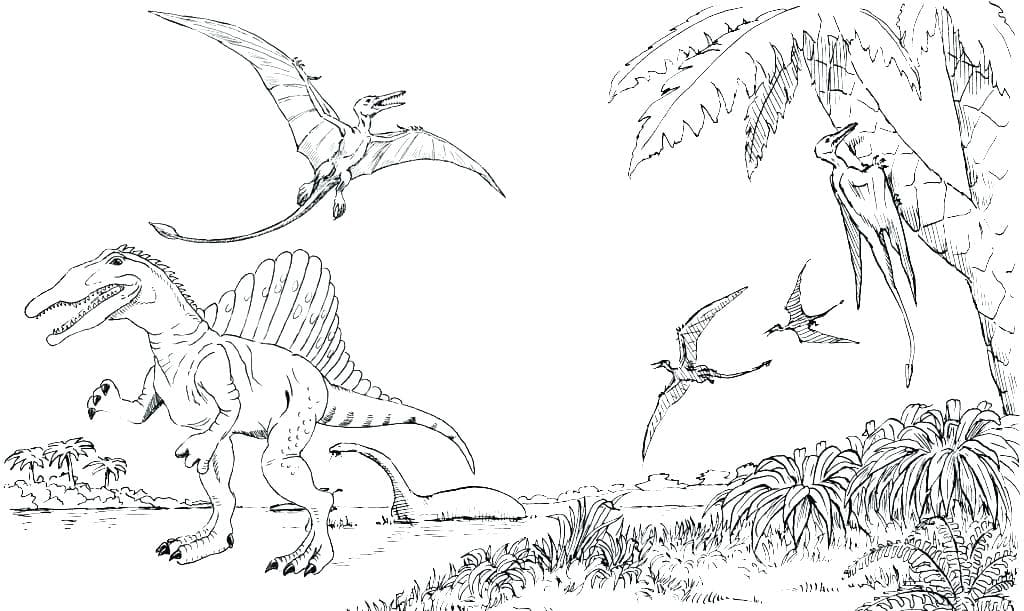 Раскраски Спинозавр. Скачать или распечатать бесплатно